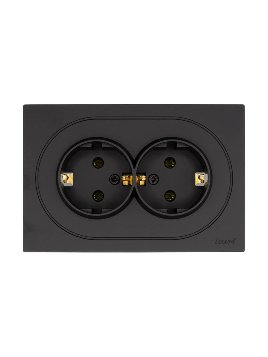 Розетка двойная с/з ПБТ чёрный бархат Lezard Osen 743-4200-127B в Санкт-Петербурге