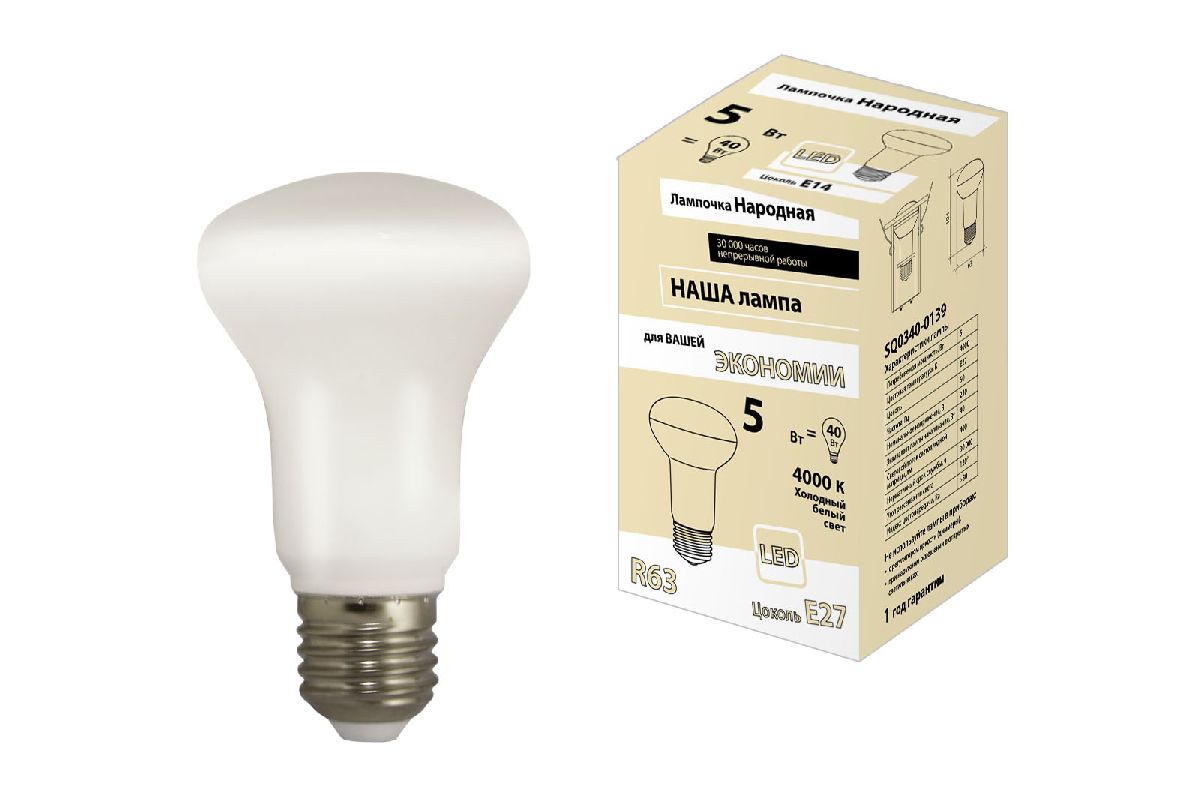 Лампа светодиодная TDM Electric Народная E27 5W 4000K матовая SQ0340-0139 в Санкт-Петербурге
