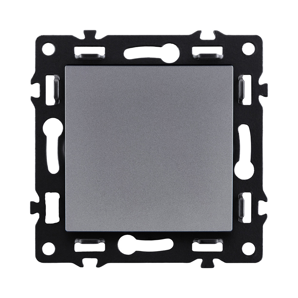 Выключатель 1-клавишный проходной 10А/250В, серый Kollinger Asthetik AS-002GY в #REGION_NAME_DECLINE_PP#