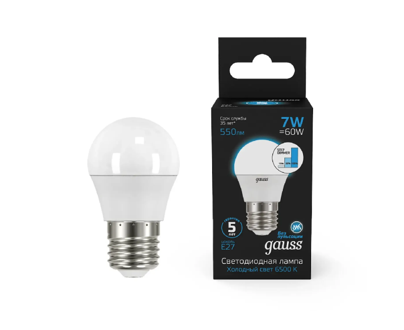 Лампа светодиодная Gauss E27 6,5W 6500K матовая 105102307 в Санкт-Петербурге