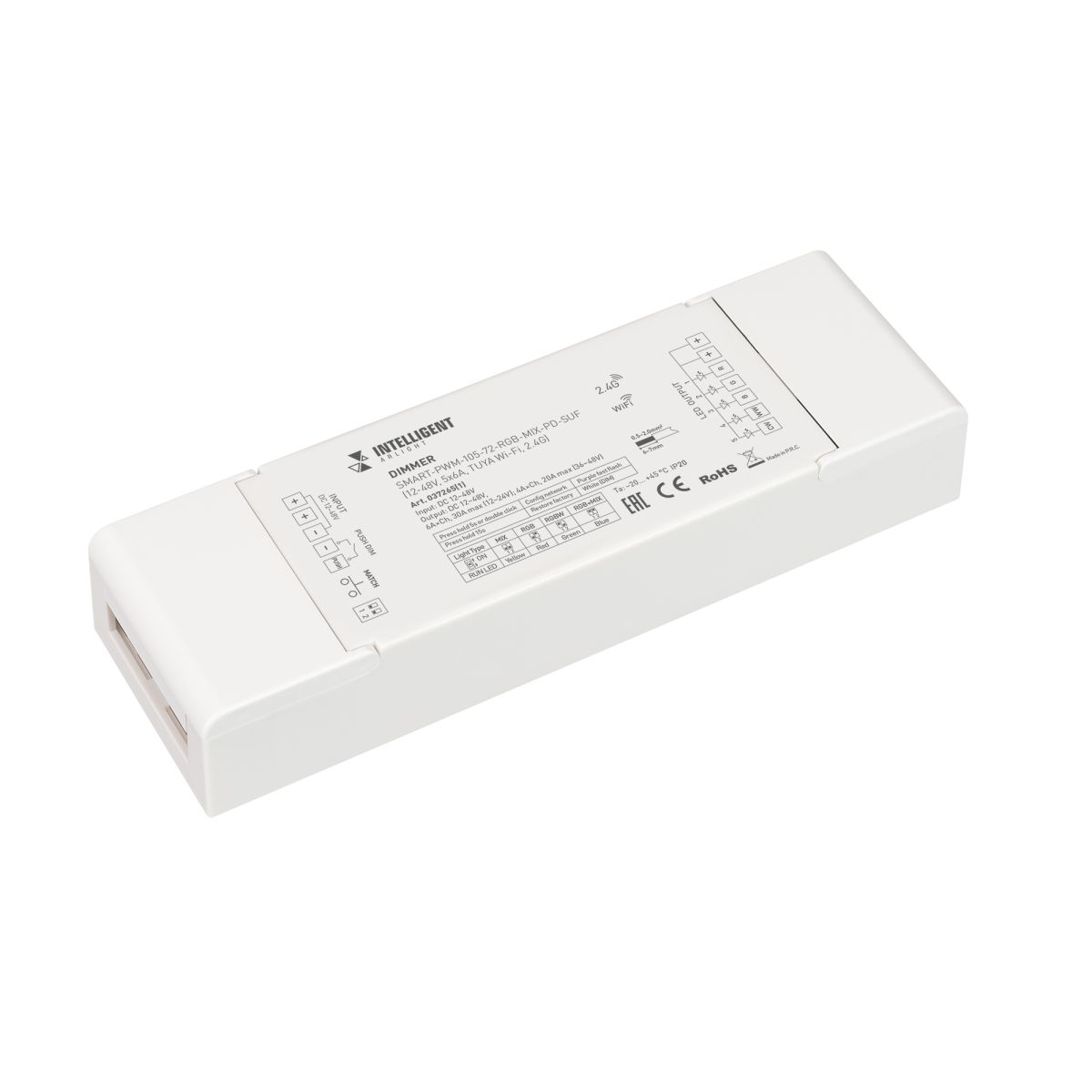 Диммер Arlight SMART-PWM-105-72-RGB-MIX-PD-SUF (12-48V, 5x6A, TUYA Wi-Fi, 2.4G) (IARL, IP20 Пластик) 037265(1) в #REGION_NAME_DECLINE_PP#