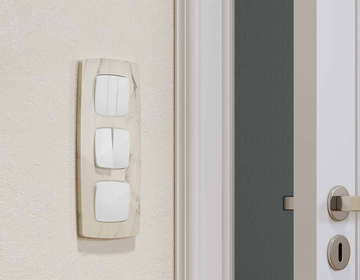 Комплект механизма 2-клавишного перекрестного выключателя Ambrella Volt 10A-250V OMEGA MO103030 Белый глянец QUANT (OP1030, VM125) в Санкт-Петербурге