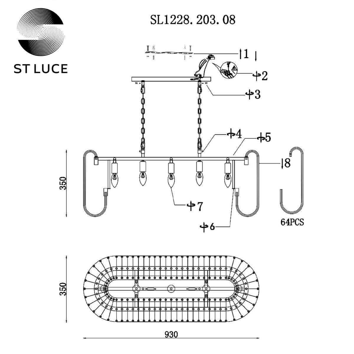 Подвесная люстра ST Luce Grosseto SL1228.203.08 в Санкт-Петербурге