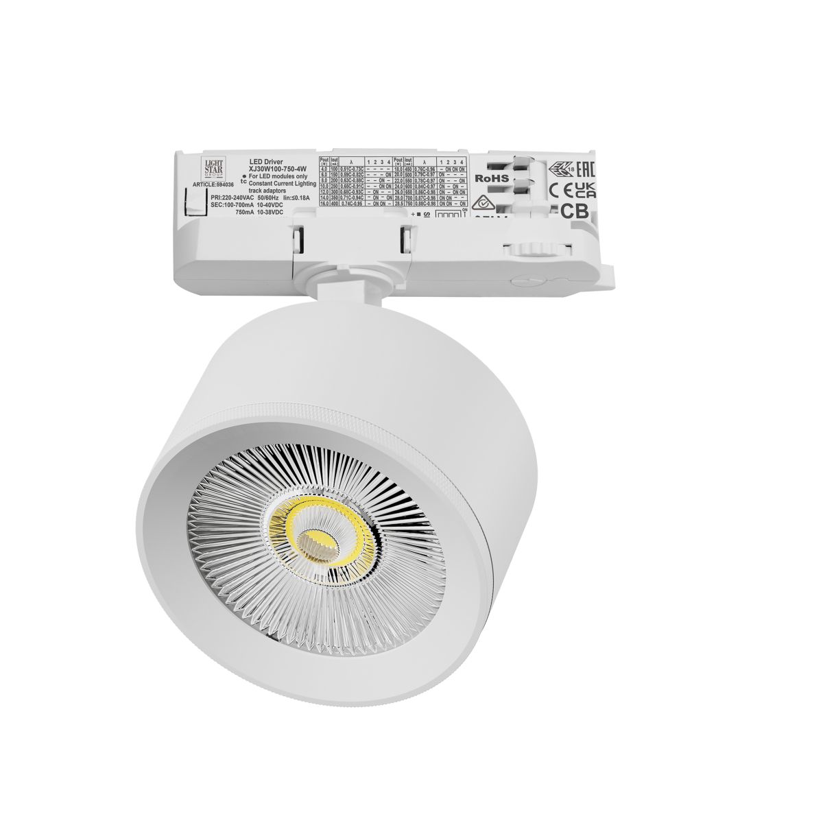 Трековый трехфазный светильник Quattro LED с адаптером Lightstar Alta Pro A5536QT в Санкт-Петербурге