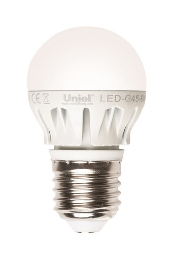 Лампа светодиодная (08139) Uniel E27 6W 4500K матовая LED-G45-6W/NW/E27/FR ALM01WH в Санкт-Петербурге