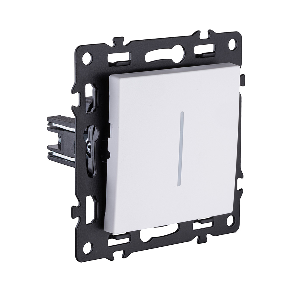 Выключатель 1-клавишный проходной 10А/250В с LED подсветкой, белый Kollinger Asthetik AS-008WH в #REGION_NAME_DECLINE_PP#