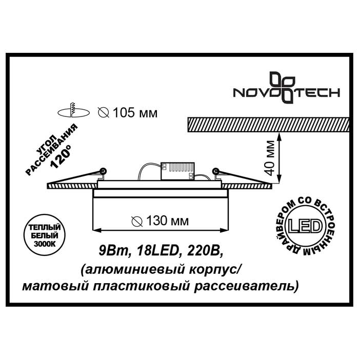 Встраиваемый светильник Novotech Luna 357168 в Санкт-Петербурге
