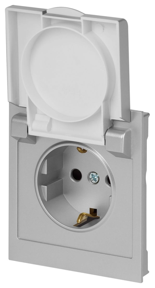 Розетка Эра Arktik 16-2103-03 с заземлением 2P+E Schuko со шторками с крышкой 16А-250В алюминий Б0070436 в Санкт-Петербурге