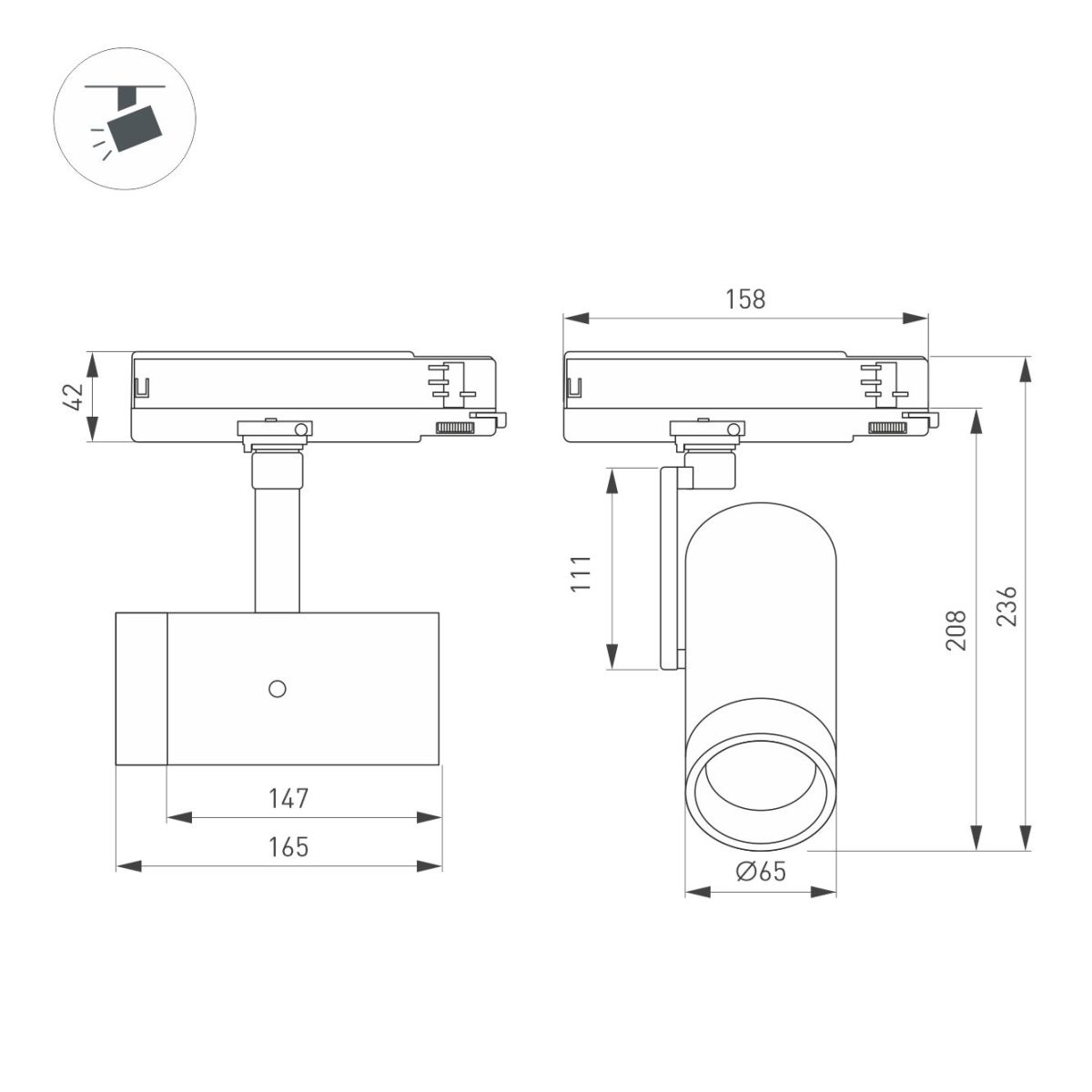 Трековый трехфазный светильник Arlight LGD-ARTIFACT-4TR-R65-18W Warm3000 (Черный, 20 deg, DIM, 230V) (IP20 Металл) 066615 в Санкт-Петербурге