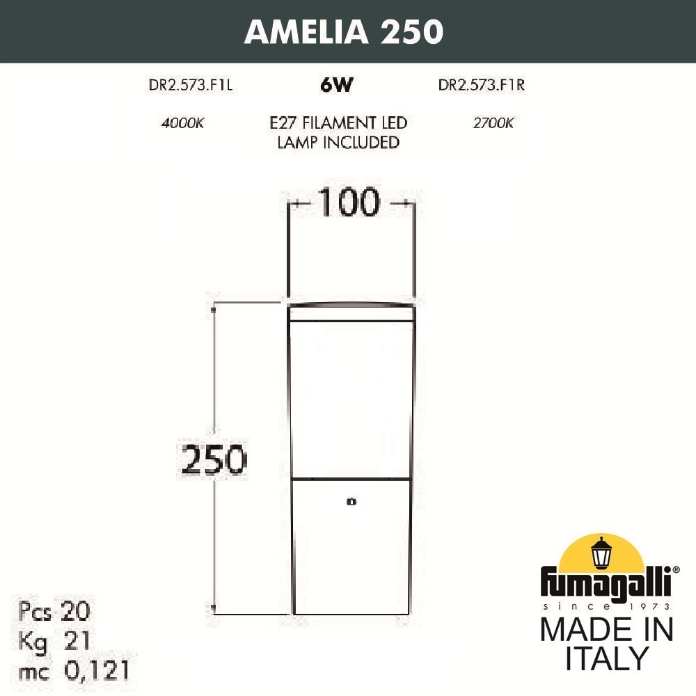 Ландшафтный светильник Fumagalli AMELIA 250 DR2.573.000.LYE27 в Санкт-Петербурге