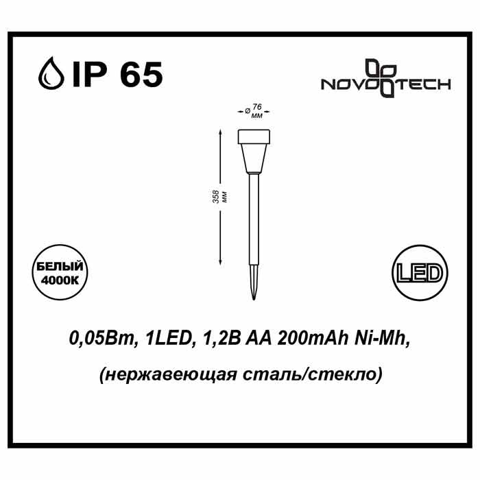 Светильник на солнечных батареях Novotech Solar (2 шт.) 357211 в Санкт-Петербурге