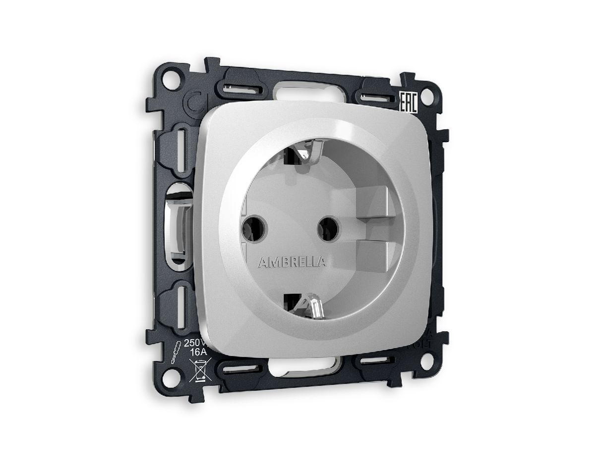 Комплект механизма розетки с/з на винтовых зажимах Ambrella Volt Omega MO406010 в Санкт-Петербурге