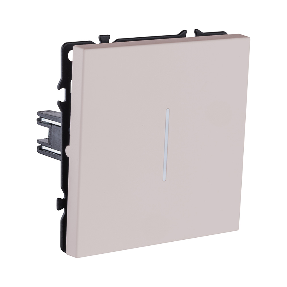 Выключатель 1-клавишный 10А/250В с LED подсветкой, кашемир матовый Kollinger Eclipse EC-007CM в #REGION_NAME_DECLINE_PP#