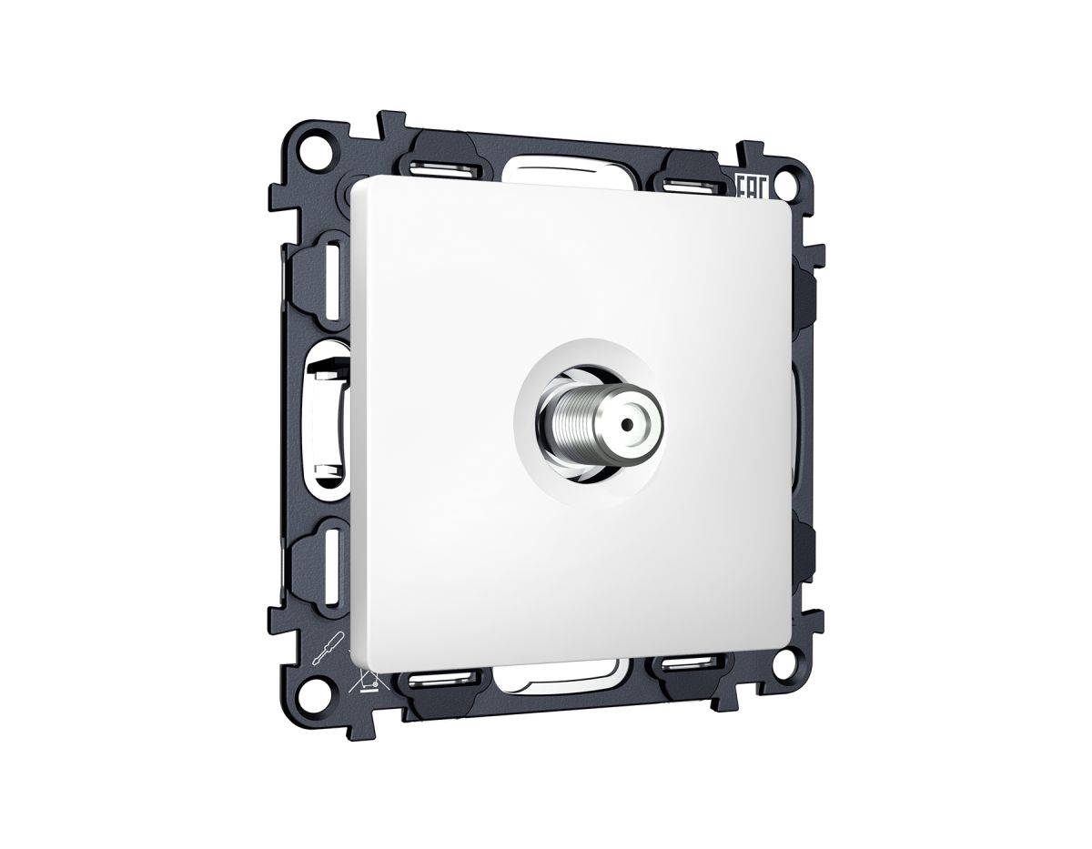 Комплект механизма TV розетки SAT 5-2400MHz 3.5dB Alfa Белый матовый Quant Ambrella Volt MA133050 (AP1330, VM215) в Санкт-Петербурге