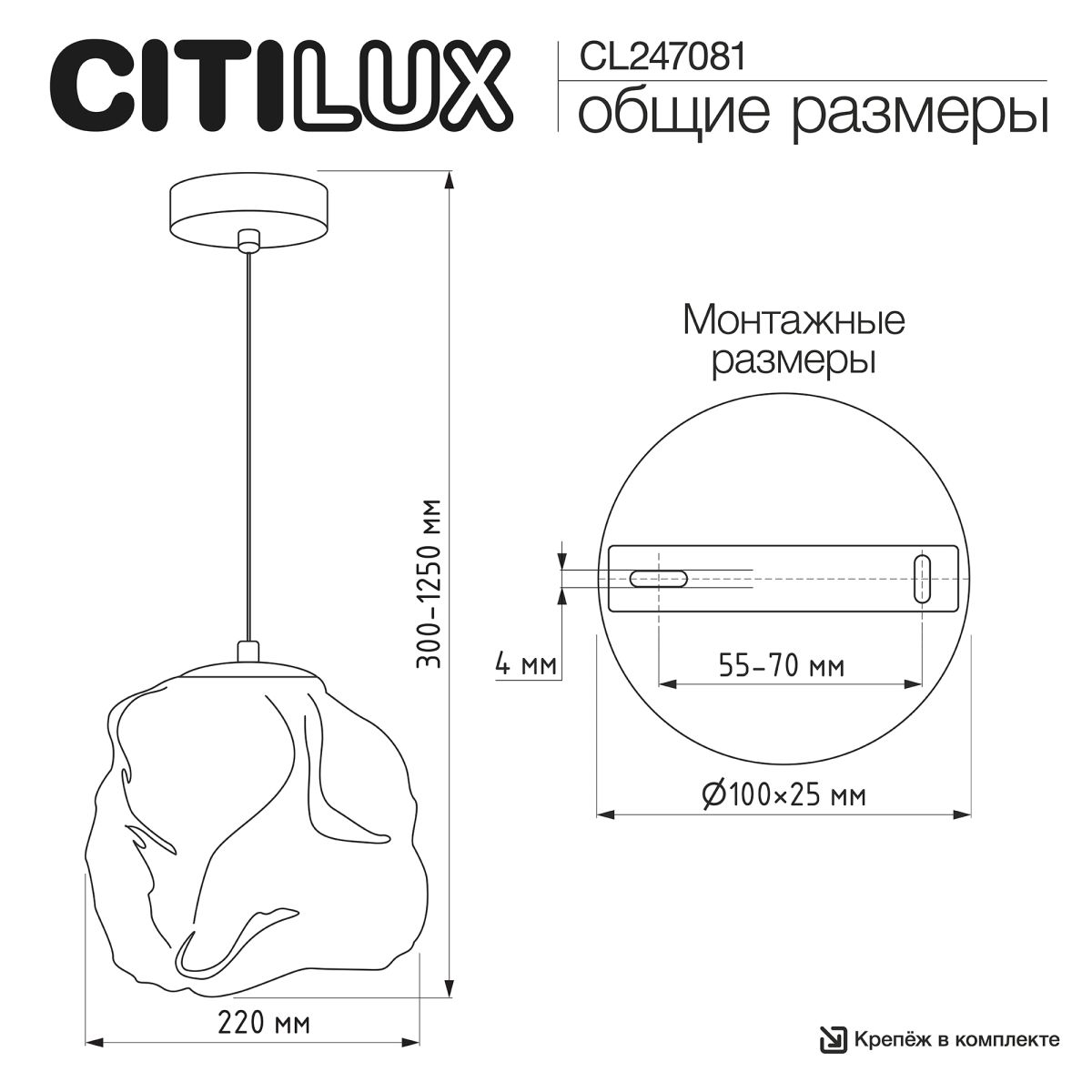 Подвесной светильник Citilux Rocka CL247081 в Санкт-Петербурге