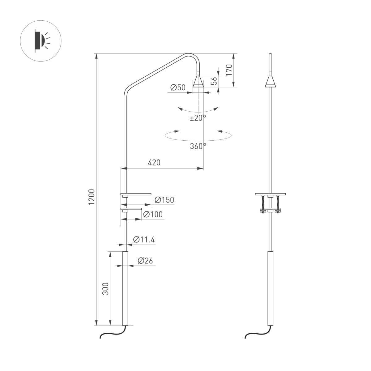 Настольная лампа Arlight SP-RINAR-TAB-5W Warm3000 (BK, 36 deg, 230V) (IP20 Металл) 059324 в Санкт-Петербурге