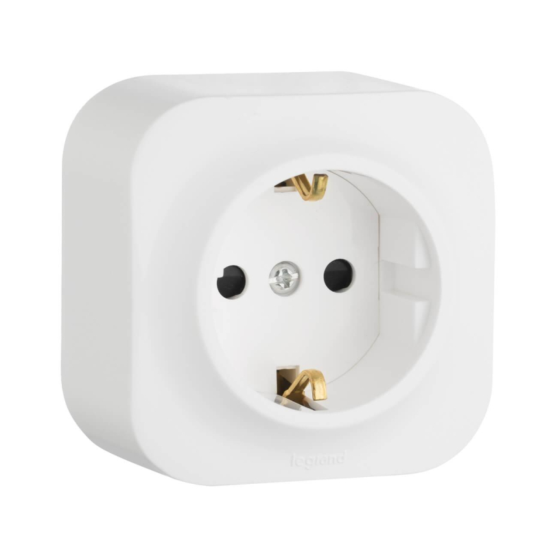 Розетка 2К+З Legrand Quteo 16A 250V с/з со шторками белая 782220 в Санкт-Петербурге