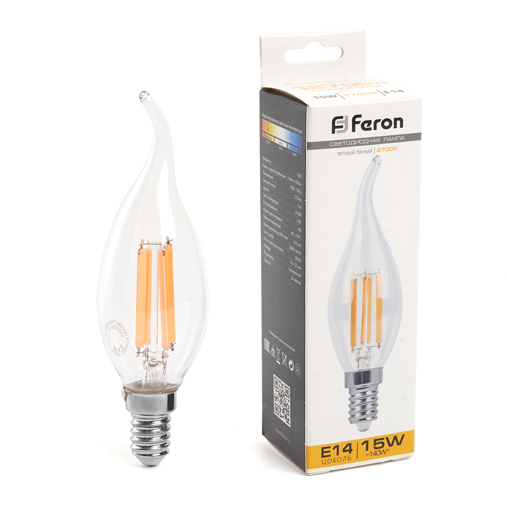 Лампа светодиодная Feron LB-718 Свеча на ветру E14 15W 2700K 38261 в Санкт-Петербурге