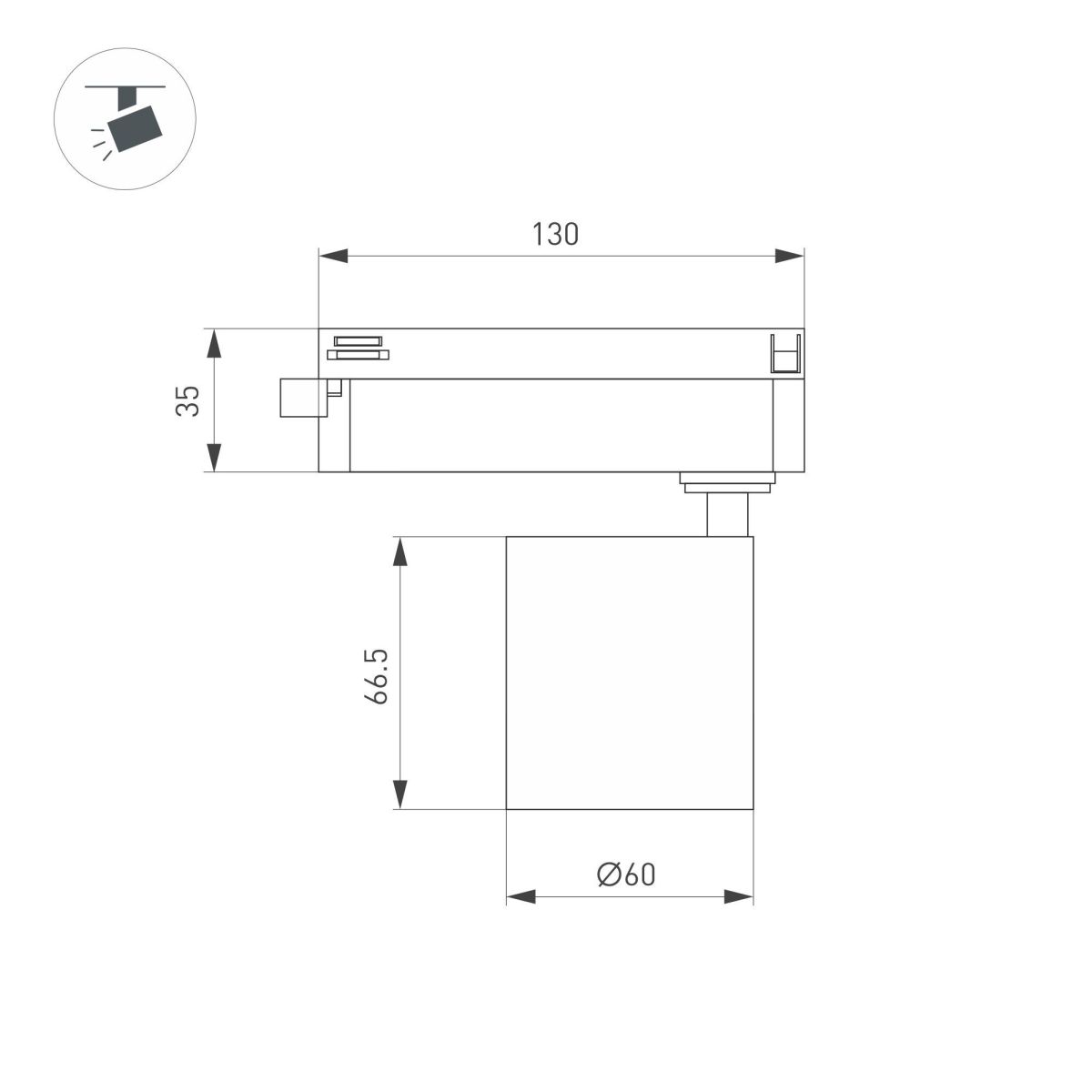 Трековый однофазный светильник Arlight LGD-DYKE-2TR-R60-8W Warm3000 (WH, 50 deg, 230V) 052257 в Санкт-Петербурге