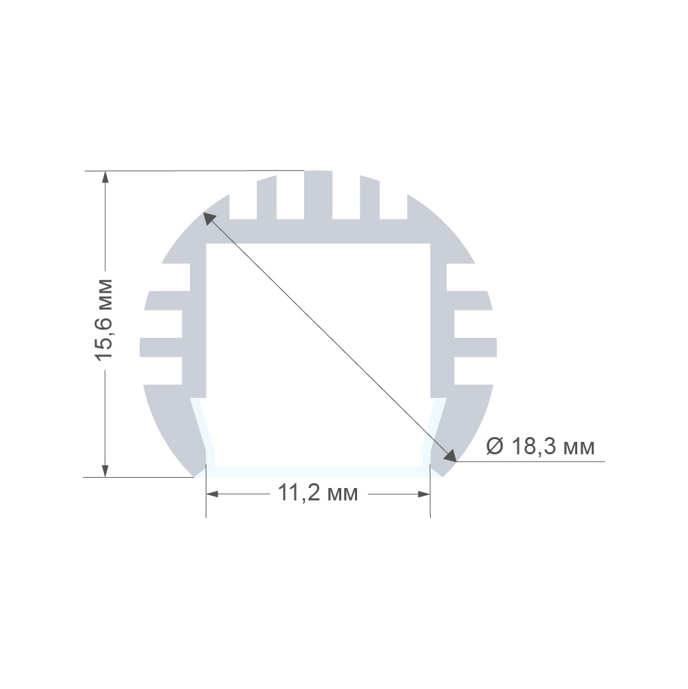 Профиль круглый универсальный Apeyron ширина ленты до 10мм (рассеиватель, заглушки - 2шт) 08-17 в Санкт-Петербурге