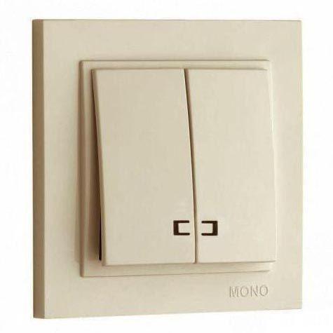 Выключатель двухклавишный с подсветкой Mono Electric Despina 10А 250В крем 102-170025-103 в Санкт-Петербурге