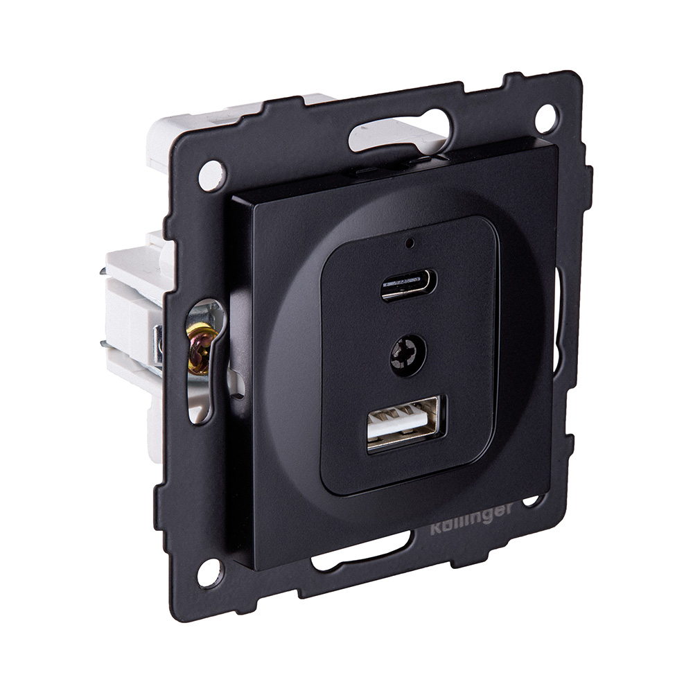 Розетка USB A+C 20W, черный Kollinger REA-037BK для Aspekt, Eleganz, Reflex в #REGION_NAME_DECLINE_PP#