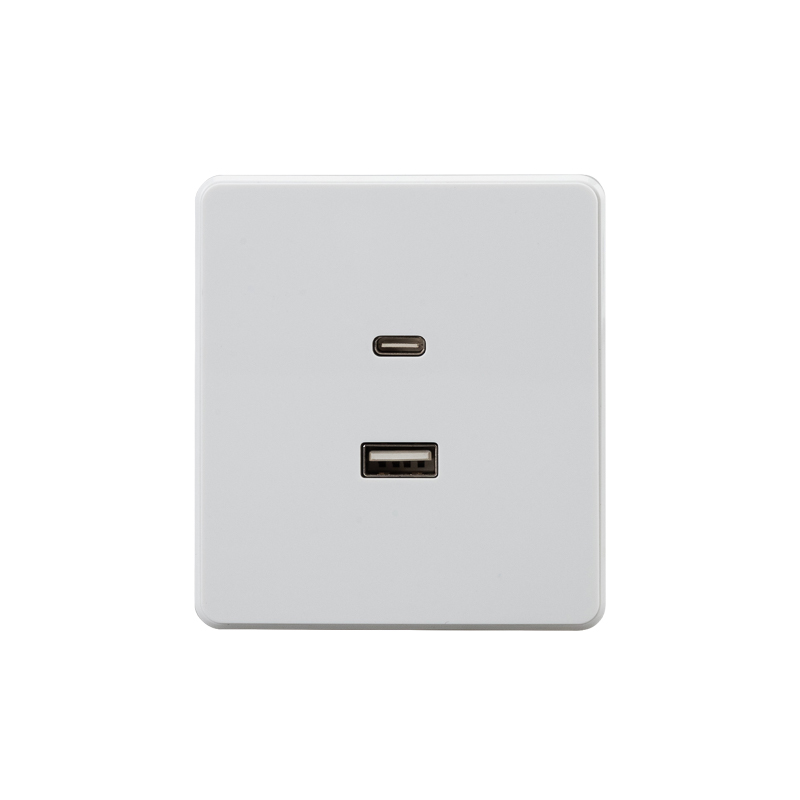 Розетка ROUND USB-A+Type-C 3А с функцией быстрой зарядки перламутр KRANZ KR-78-0734-1 в #REGION_NAME_DECLINE_PP#