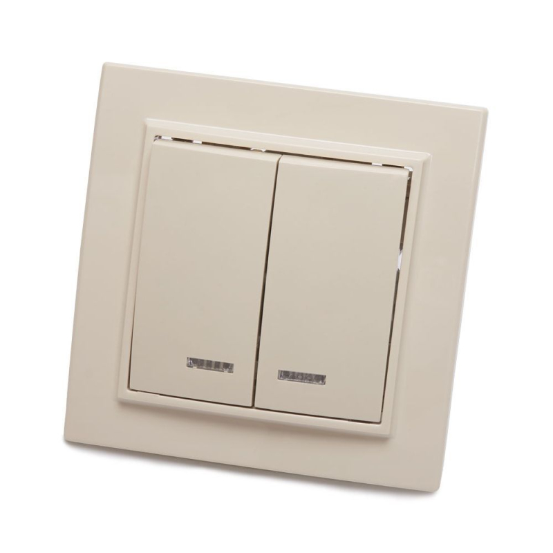 Выключатель 2-клавишный с индикатором Stekker PSW10-9002-02 250В 10А 39229 в Санкт-Петербурге