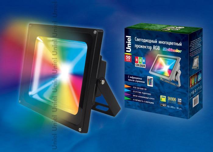 Прожектор светодиодный (08531) Uniel ULF-S01-50W/RGB/RC IP65 110-240В в Санкт-Петербурге