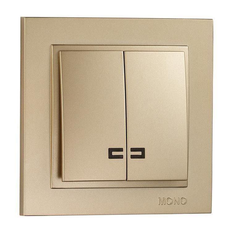 Выключатель двухклавишный с подсветкой Mono Electric Despina 10А 250В титан 102-222225-103 в Санкт-Петербурге