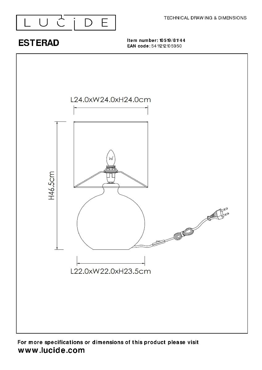 Настольная лампа Lucide Esterad 10519/81/44 в Санкт-Петербурге