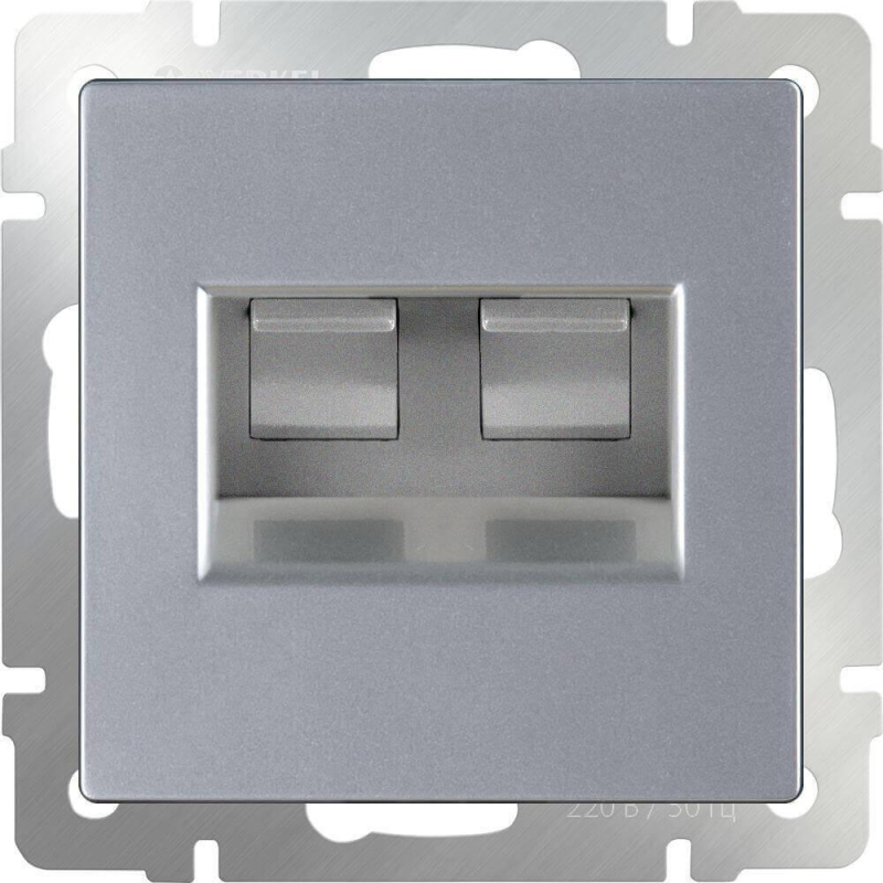 Розетка Werkel двойная Ethernet RJ-45 серебряный WL06-RJ45+RJ45 4690389073540 в Санкт-Петербурге