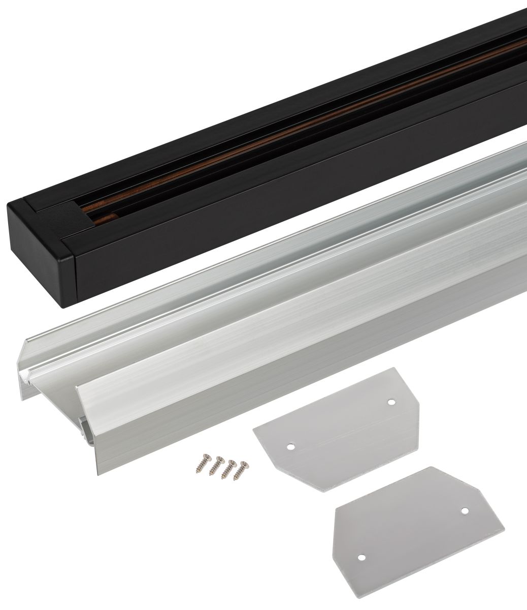Комплект Эра TR-SET-200-1PT-PC BK шинопровод однофазный с профилем для натяжного потолка 2м черный Б0072543 в Санкт-Петербурге