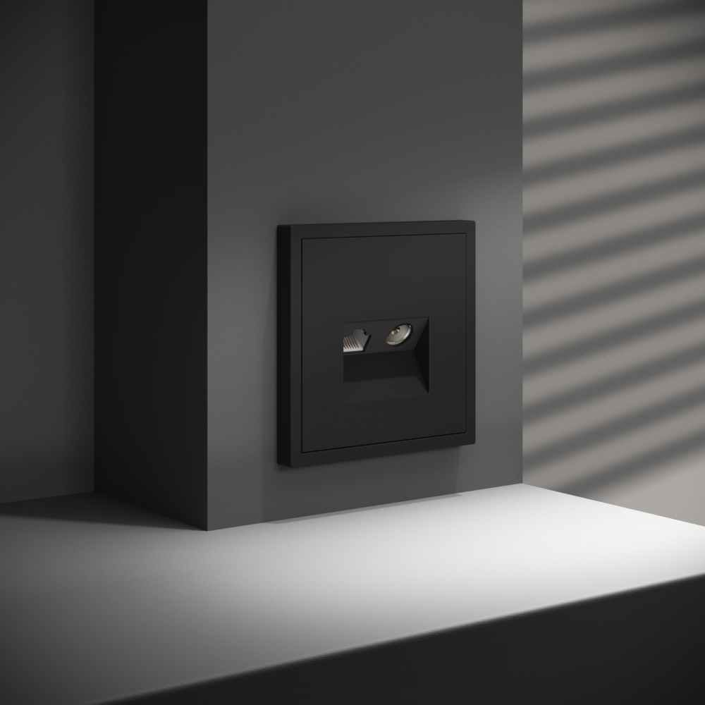 Розетка телевизионная встраиваемая Voltum S70 TV+RJ45 кат. 6, (черный матовый) VLS060708 в Санкт-Петербурге