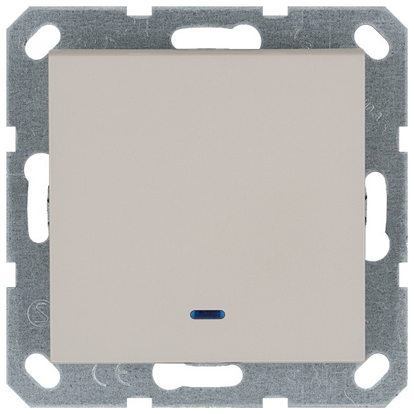Выключатель одноклавишный со светодиодом 10A 250V с накладкой, цвет Тауп Jasmart G3011NT в Санкт-Петербурге