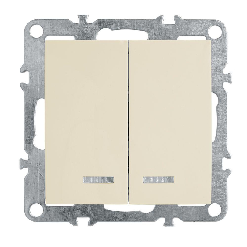 Выключатель двухклавишный Stekker Эрна с подсветкой слоновая кость PSW10-9102-02 39321 в Санкт-Петербурге