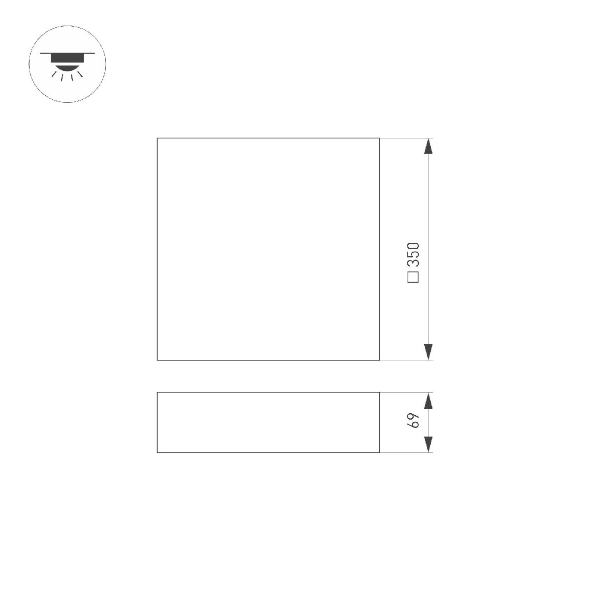 Потолочный светильник Arlight IM-QUADRO-EMERGENCY-3H-S350x350-33W Warm3000 (BK, 120 deg, 230V) 041012 в Санкт-Петербурге