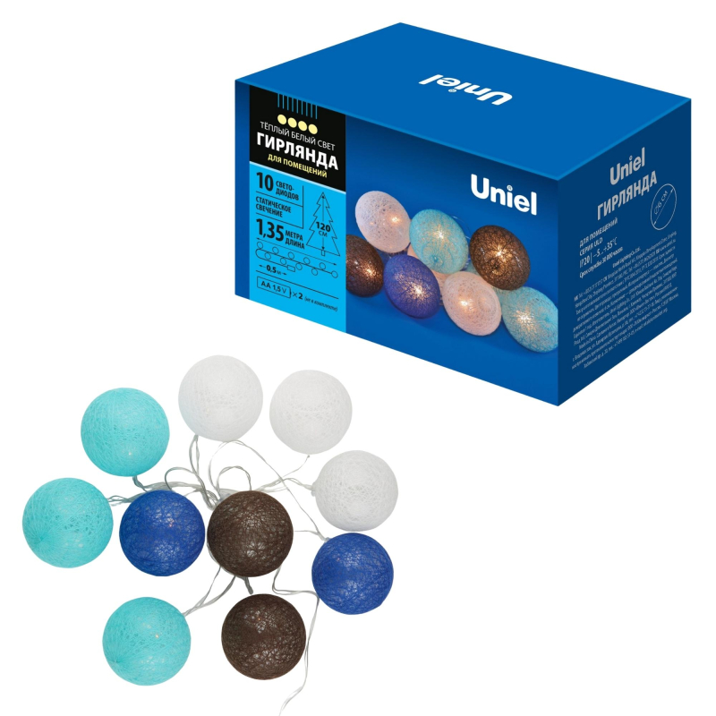 Гирлянда Uniel ULD-S0135-010/STB/2AA WARM WHITE IP20 TANGLES-2 в Санкт-Петербурге