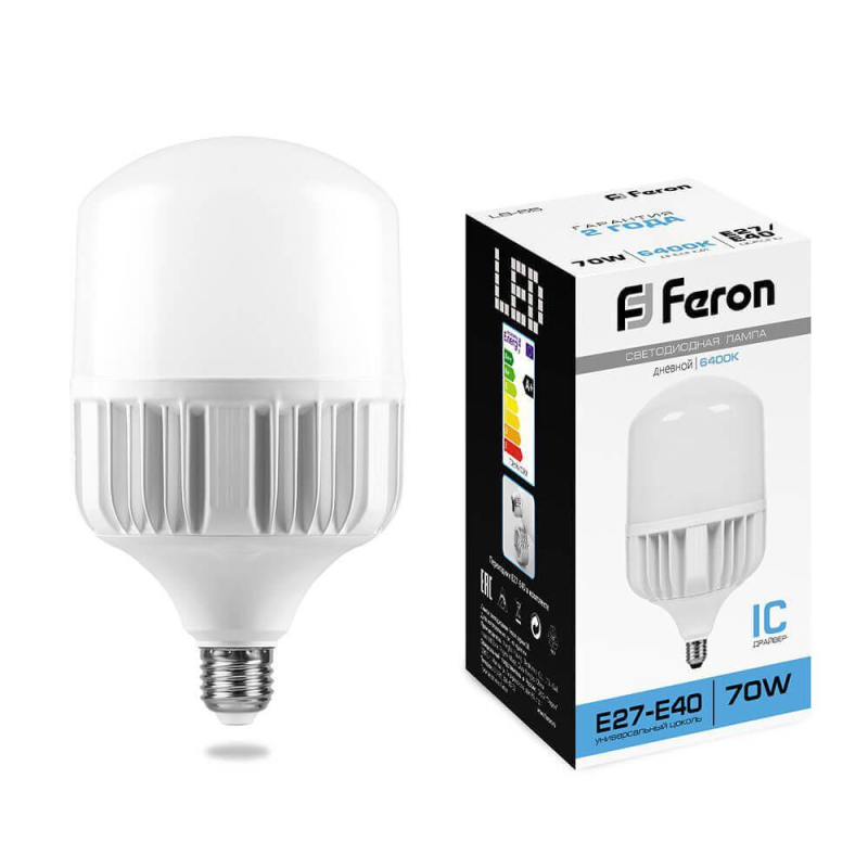 Лампа светодиодная Feron E27-E40 70W 6400K Цилиндр Матовая LB-65 25783 в Санкт-Петербурге