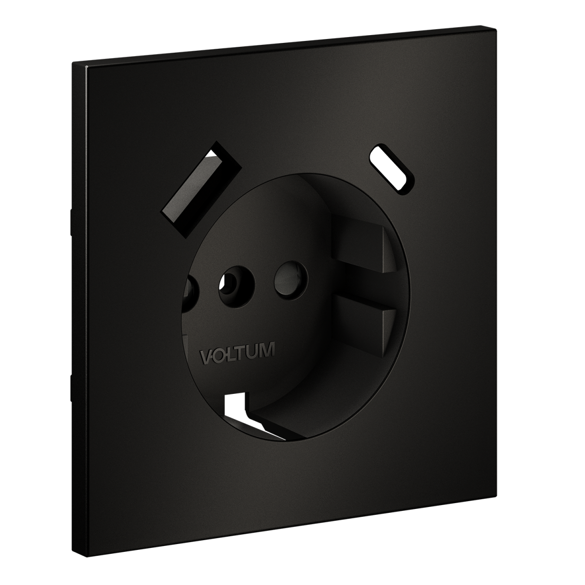 Накладка для розетки с заземлением и защитными шторками с USB A+C S70 Metal (антрацит) Voltum VLSM001012 в Санкт-Петербурге