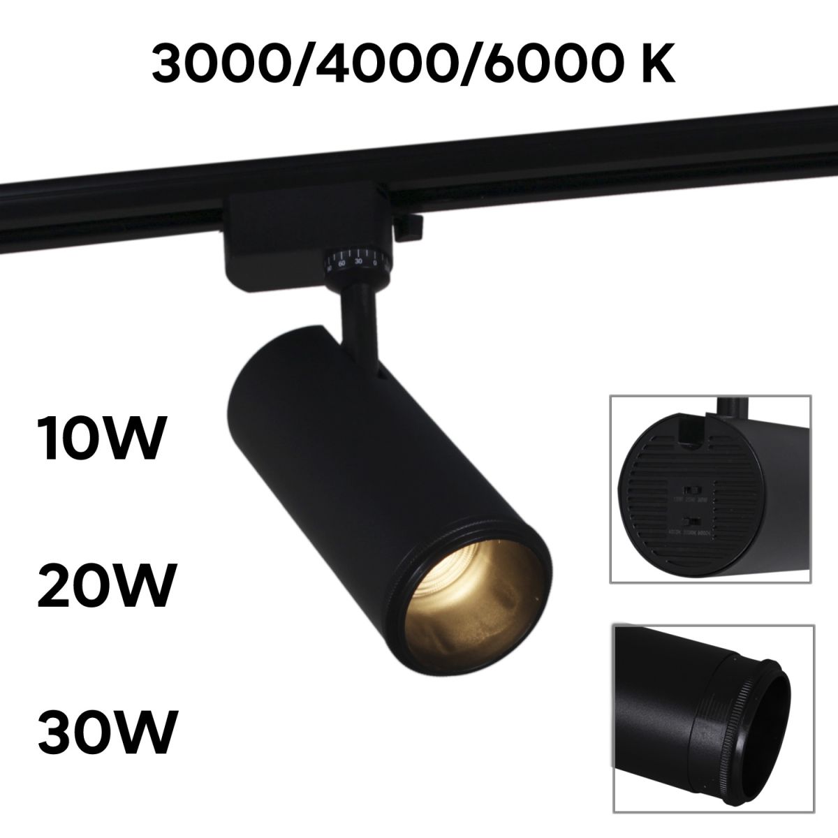 Трековый однофазный светильник Reluce 06650-9.3-LED10/20/30W CCT BK в Санкт-Петербурге
