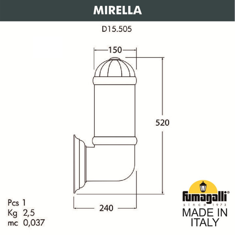 Уличный настенный светильник Fumagalli D15.505.000.AXE27H.FRA в Санкт-Петербурге