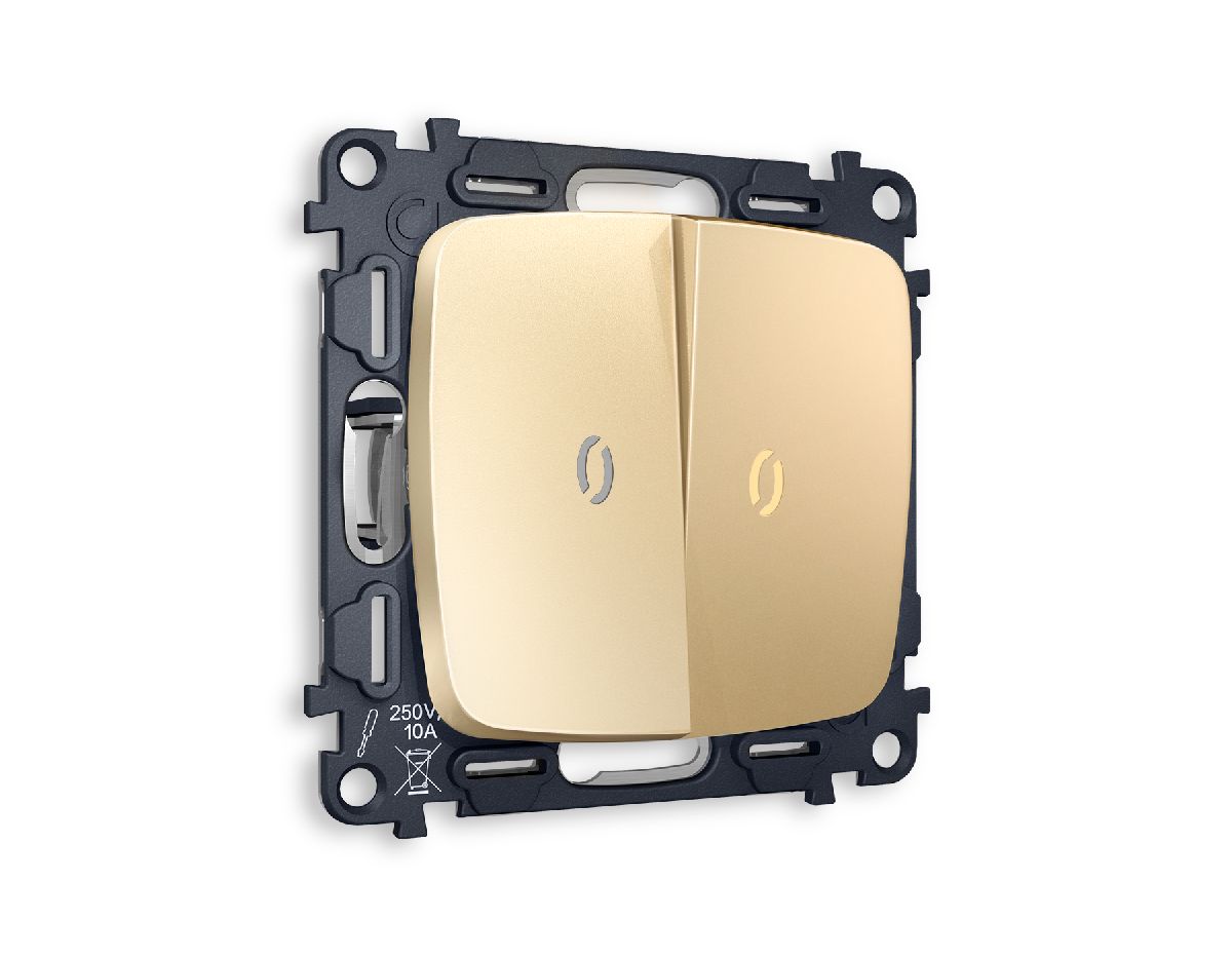 Комплект механизма 2-кл выключателя с подсветкой Ambrella Volt Omega MO604010 в Санкт-Петербурге