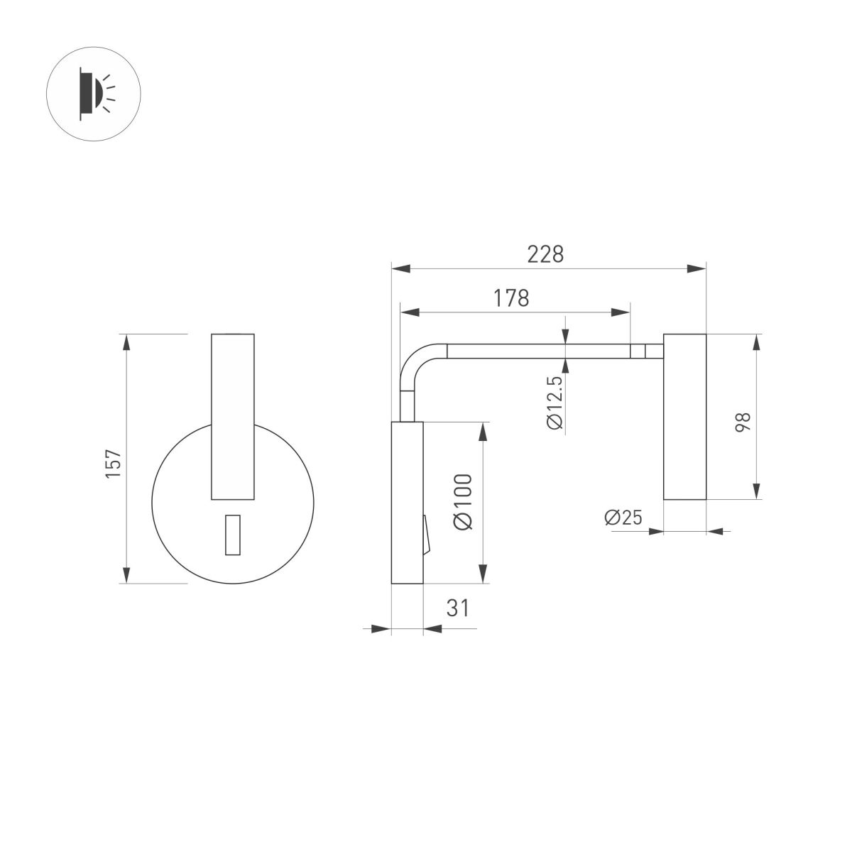Настенный светильник Arlight SP-VERDI-LONG-WALL-3W Warm3000 (BR, 20 deg, 230V) (IP20 Металл) 058490 в Санкт-Петербурге