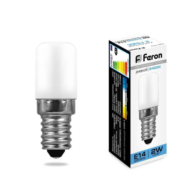 Лампа светодиодная Feron E14 2W 6400K Цилиндр Матовая LB-10 25988 в Санкт-Петербурге