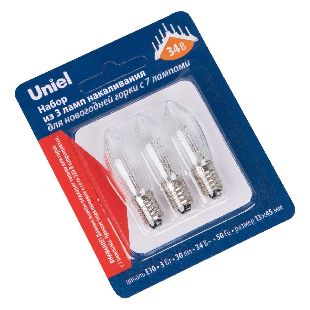Лампа накаливания Uniel IL-CT13-CL-03/E10/34V SET3 BLISTER UL-00010985 в Санкт-Петербурге