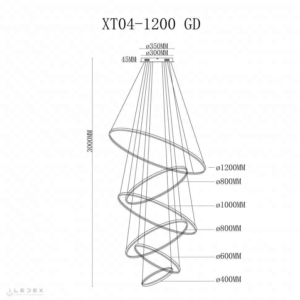 Подвесная люстра iLedex Axis XT04-D1200 GD в Санкт-Петербурге