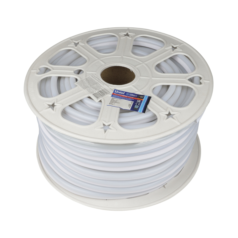 Светодиодная лента Uniel ULS-N21-2835-120LED/m-8mm-IP67-220V-8W/m-50M-BLUE бобина в Санкт-Петербурге