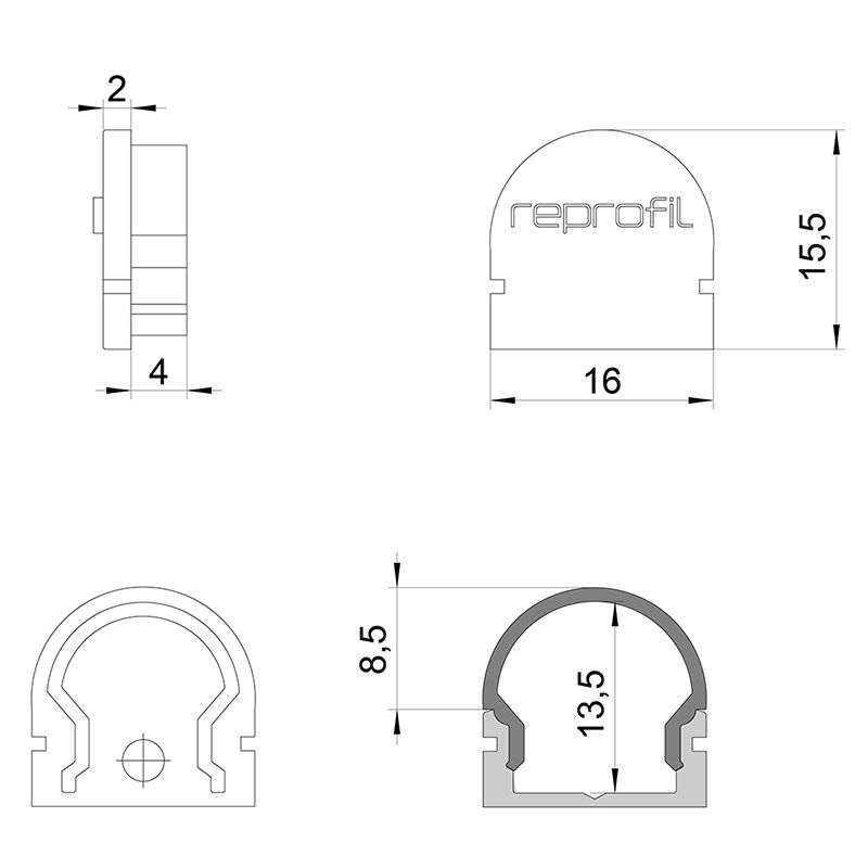 Торцевая заглушка (2 шт.) Deko-Light R-AU-01-10 979502 в Санкт-Петербурге