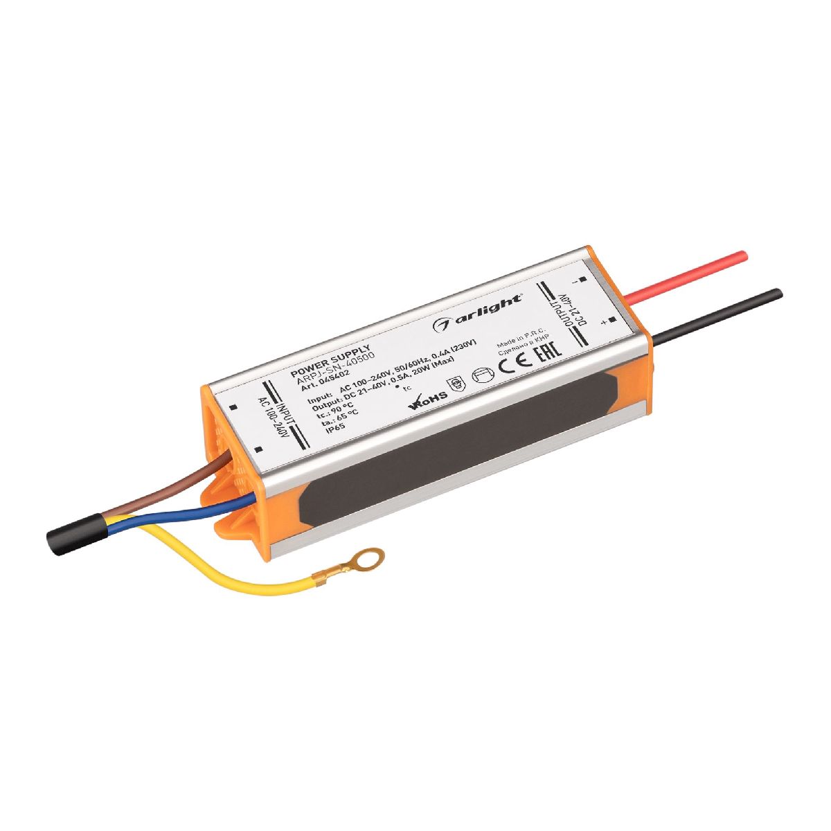 Блок питания Arlight ARPJ-SN-40500 (20W, 21-40V, 500mA, IP65) 045402 в Санкт-Петербурге